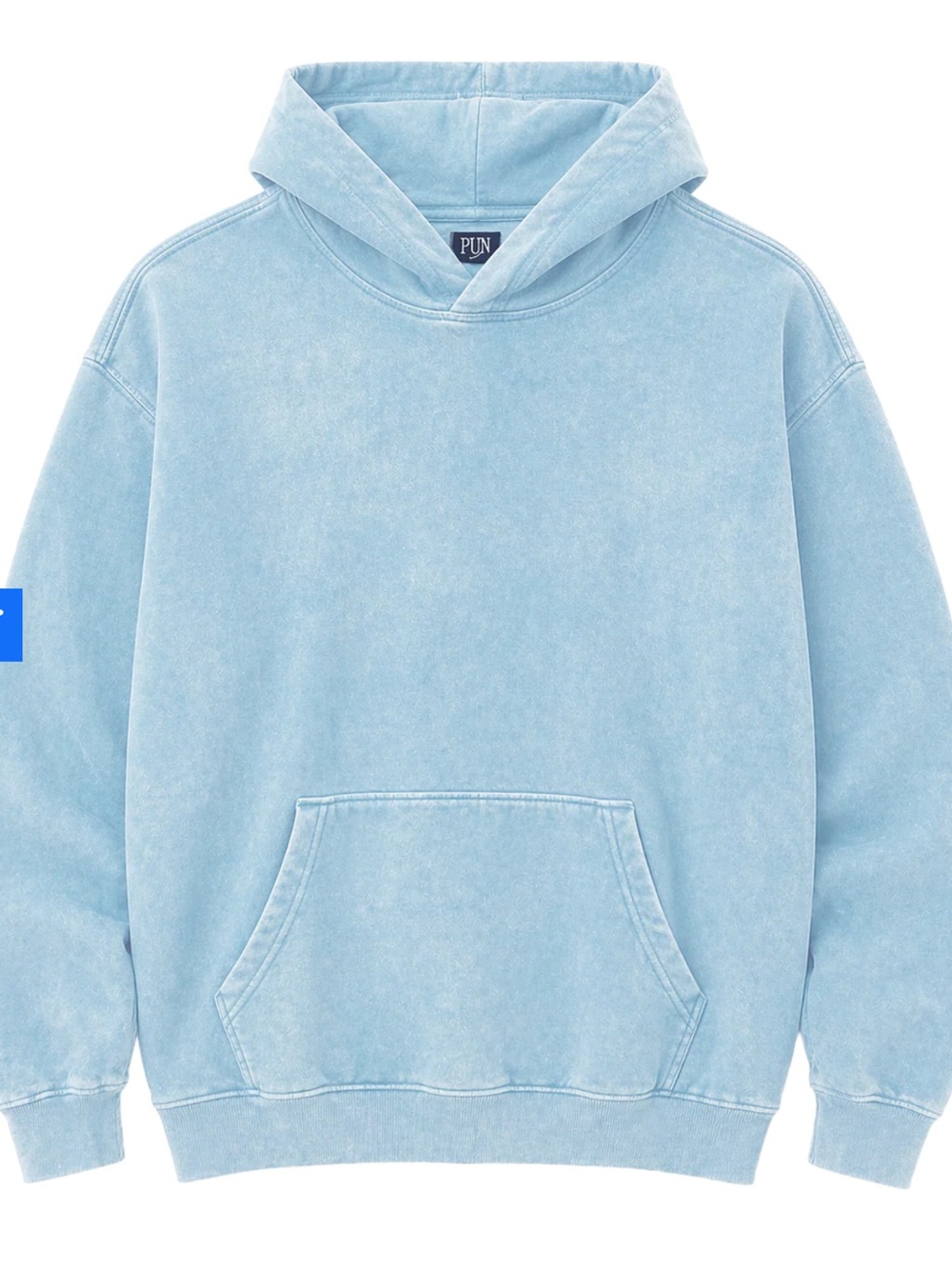 RingSpun Acid wash sky Blue Men's Hooded Sweatshirt